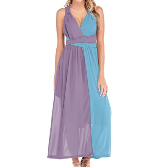 Dresses & Skirts - NWT Lilac/Sky Wrap Open Back Chiffon Maxi Dress.